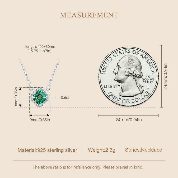 0.6ct Emerald-Cut Green Moissanite Necklace