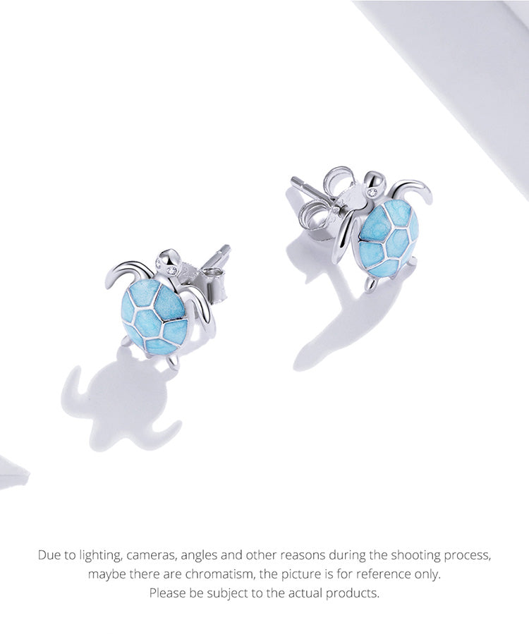 Blue Turtle Stud Earrings