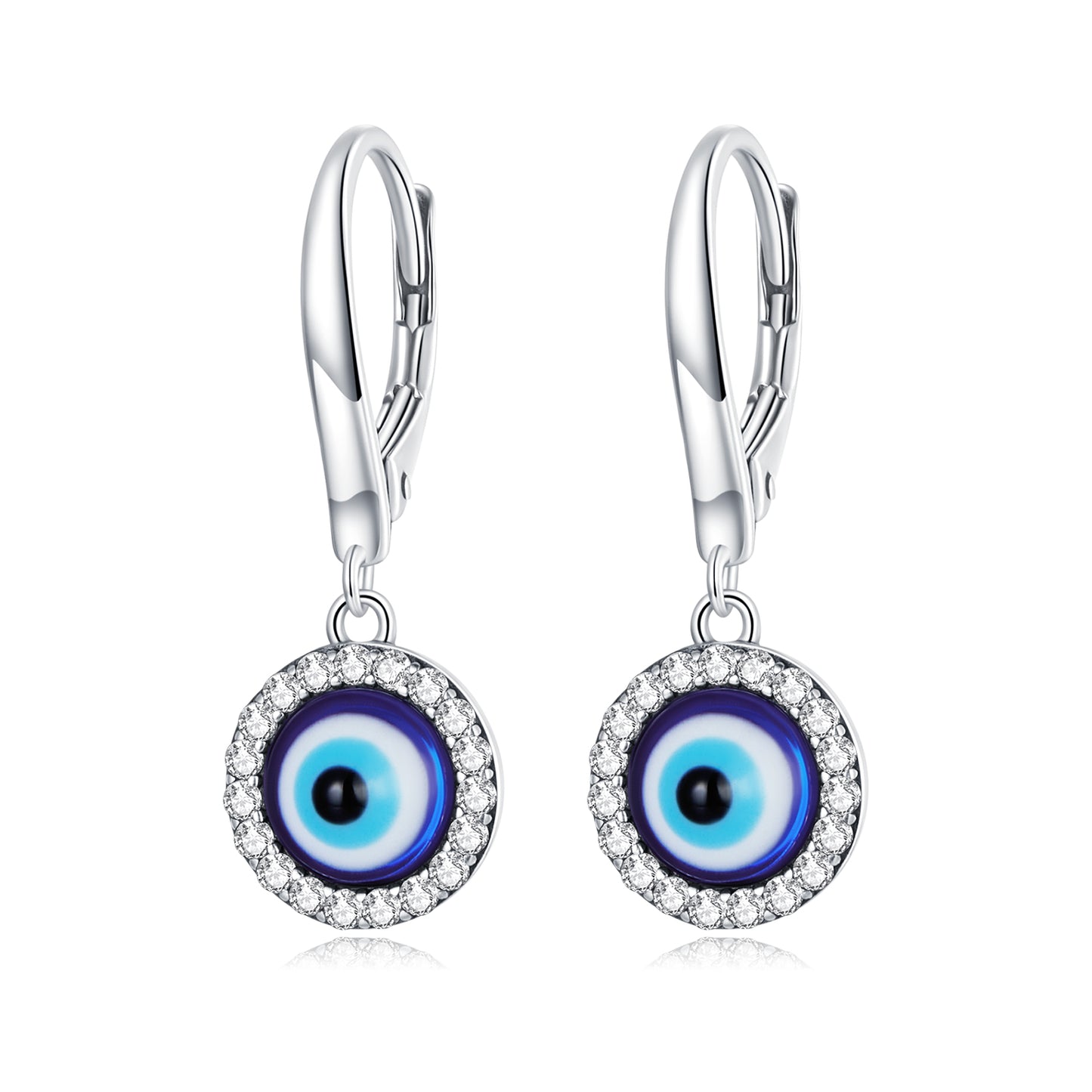 Resin Evil Eye Spring Clip Earrings