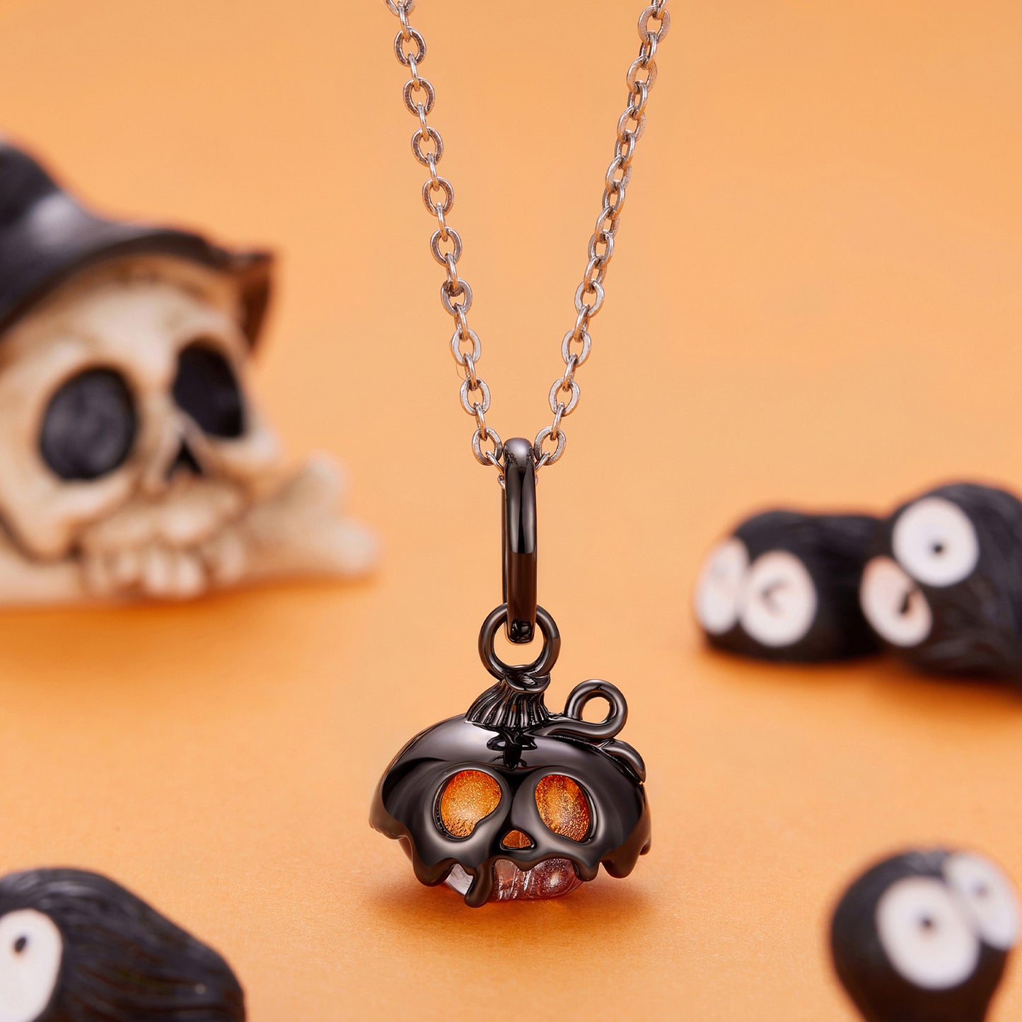 Halloween Skull & Pumpkin Pendant Charm