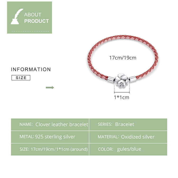 Gradient Clover Leather Basic Bracelet