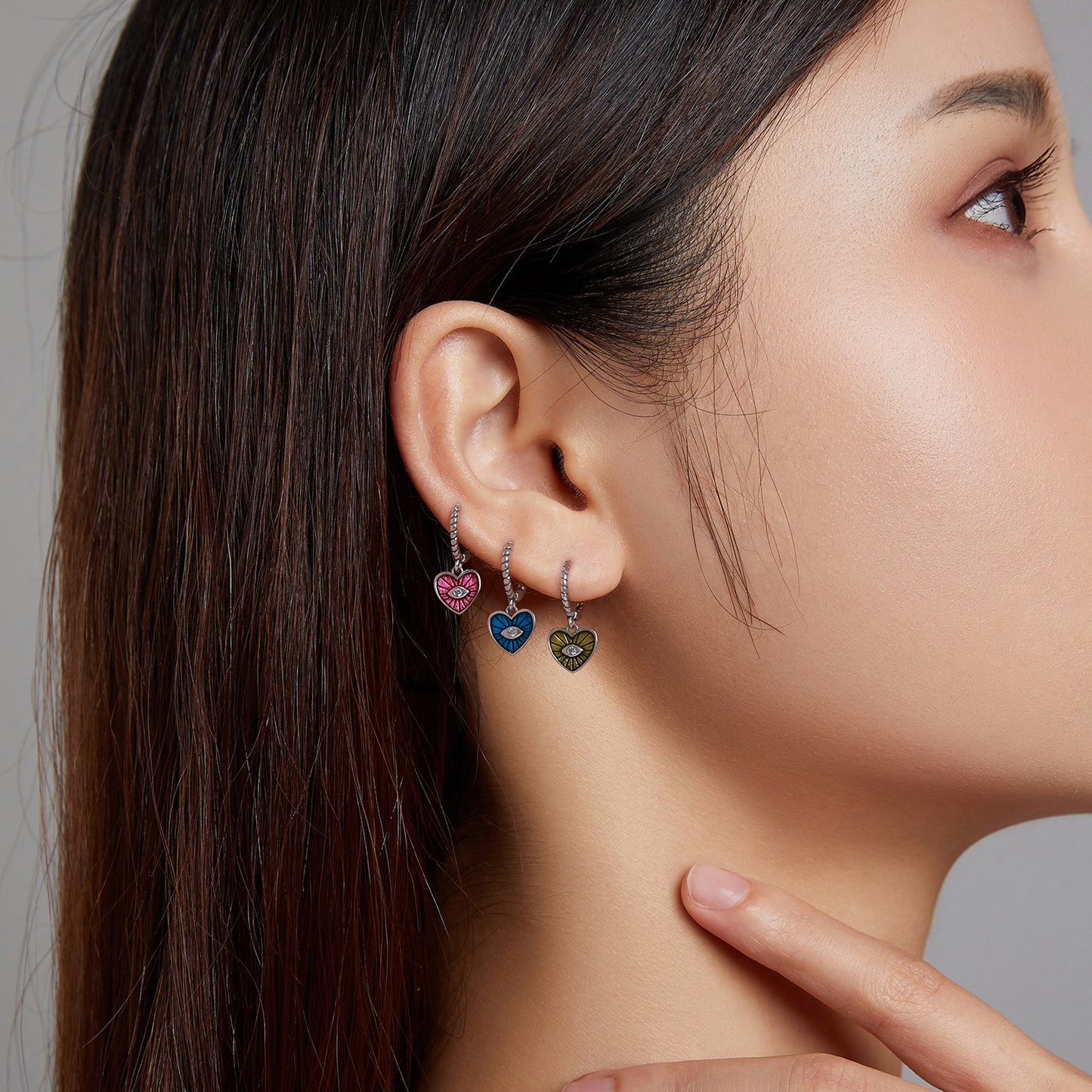 Heart Evil Eye Earrings