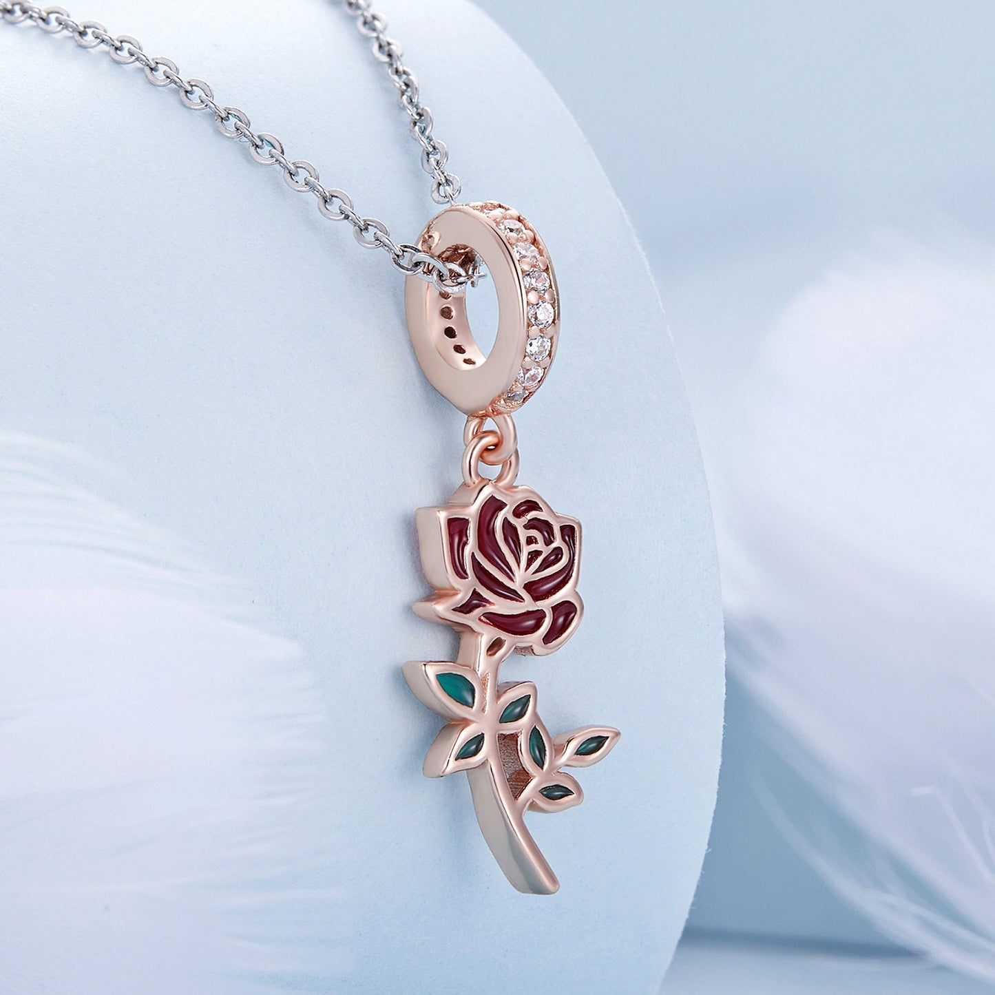 Red Rose Hanging Bead Charm