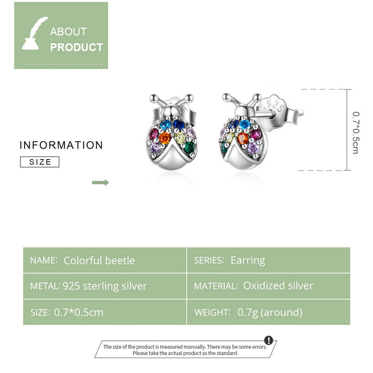Iridescent Beetle Stud Earrings