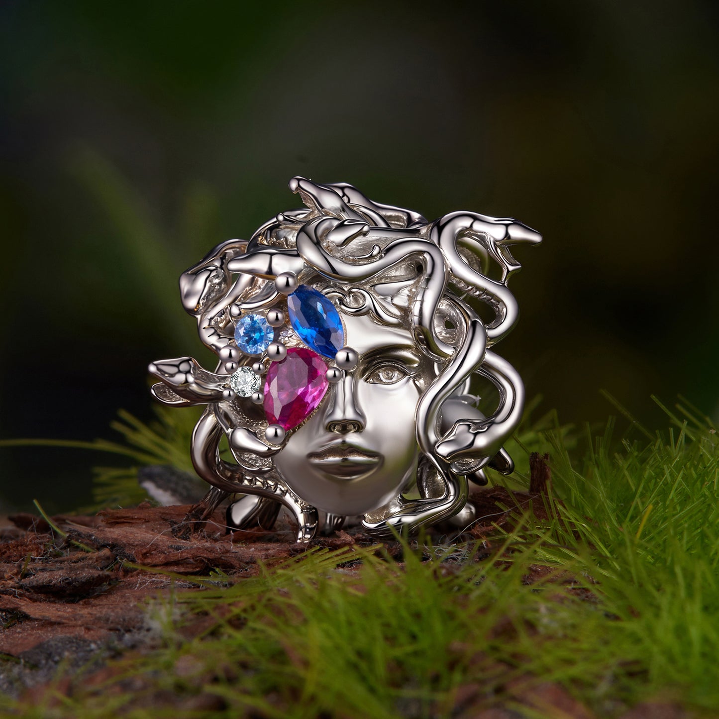 Medusa Charm, Genuine 925 Sterling Silver Charm