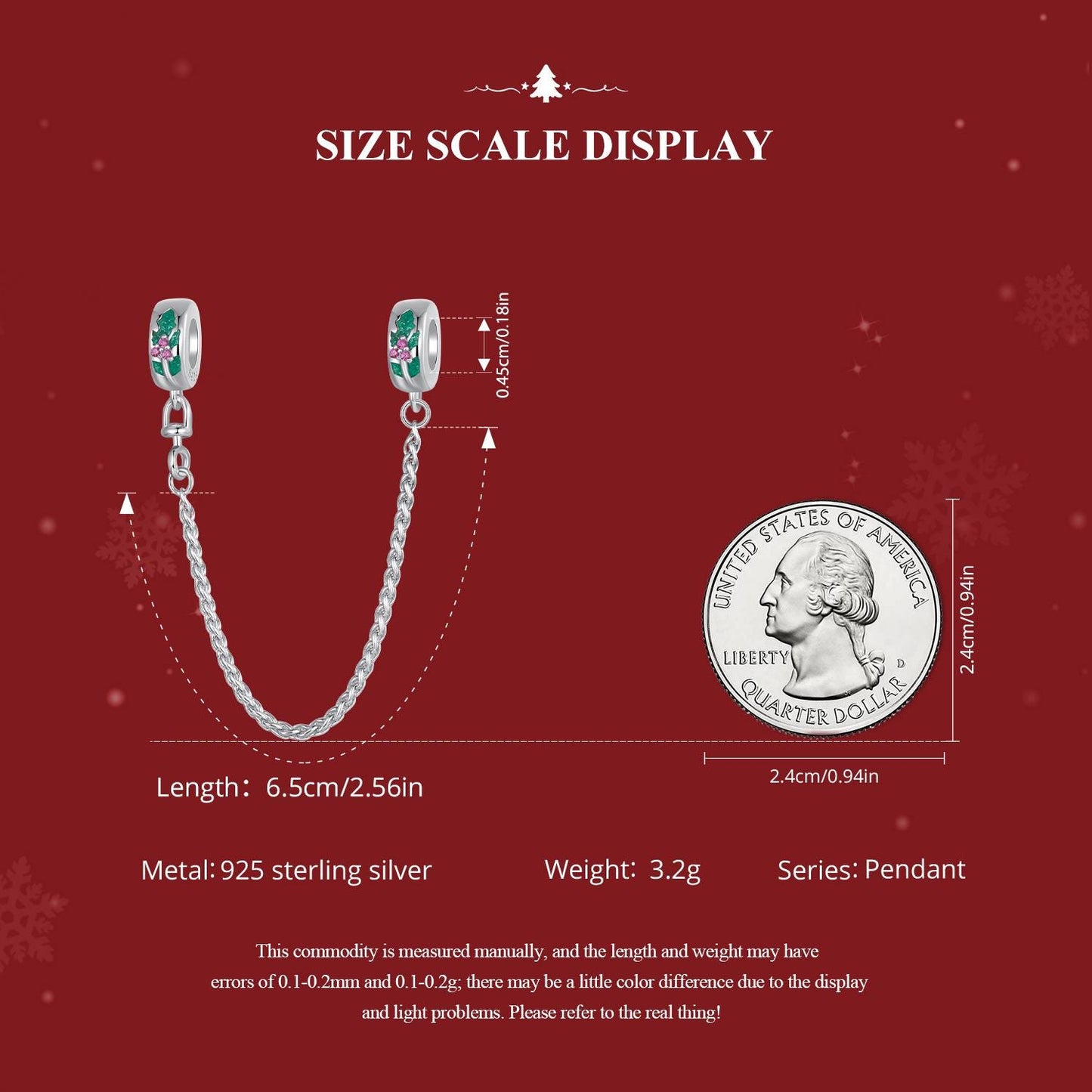 Christmas Holly Safety Chain Charm