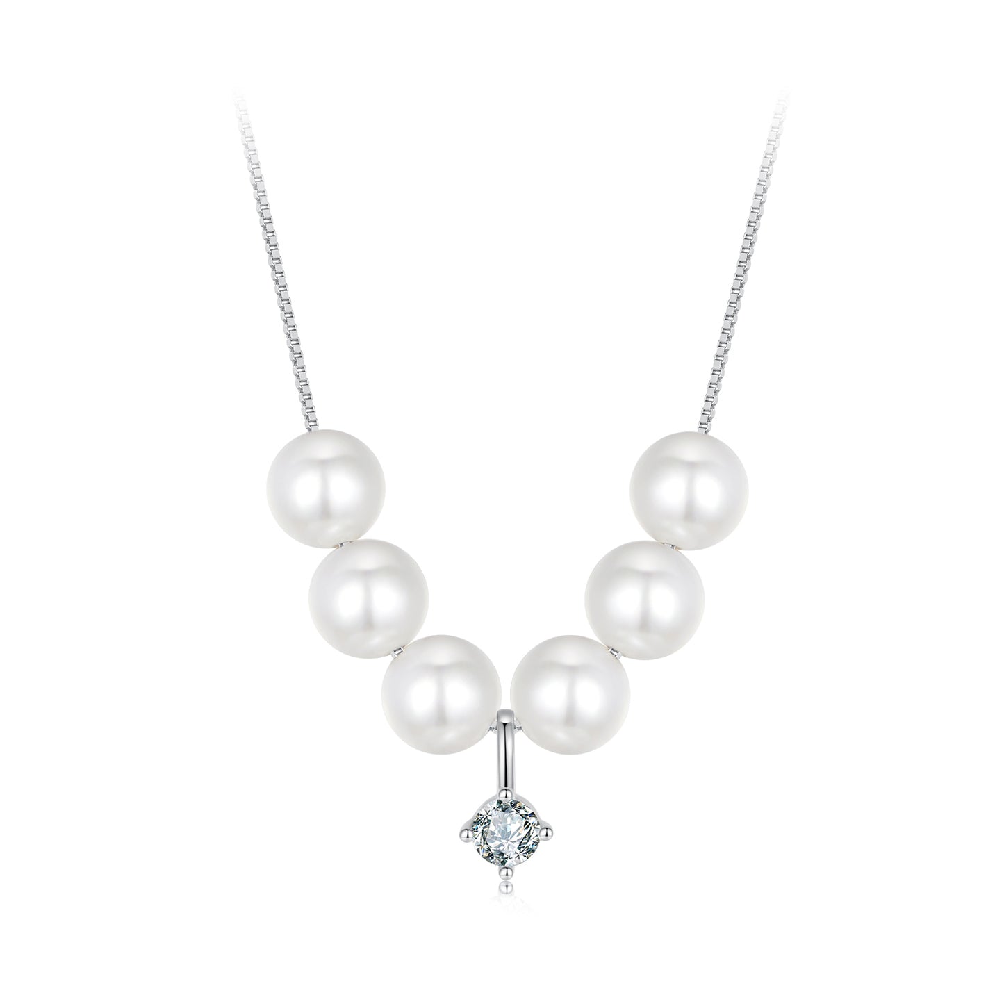 Dynamic Pearl Moissanite Collarbone Necklace