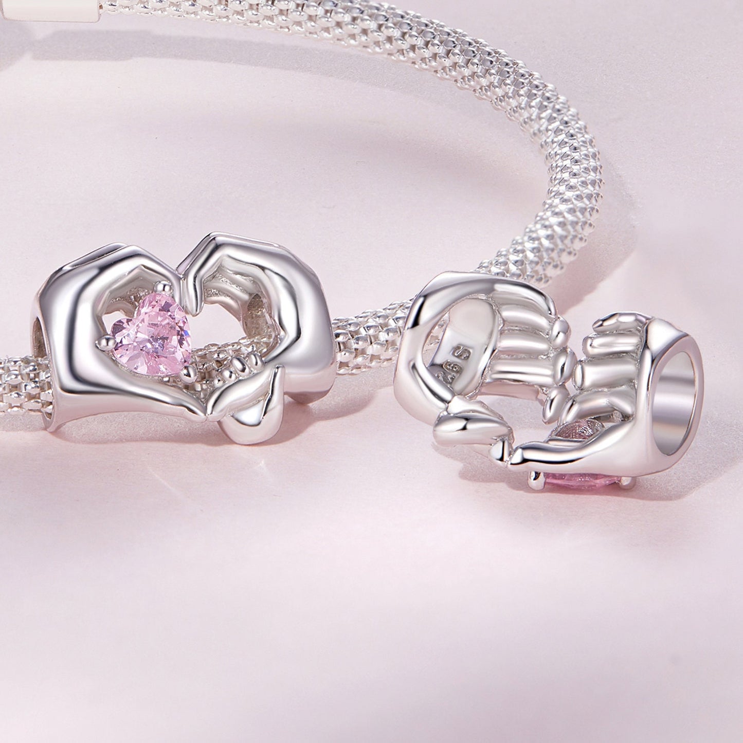 Hand Heart Bead Charm