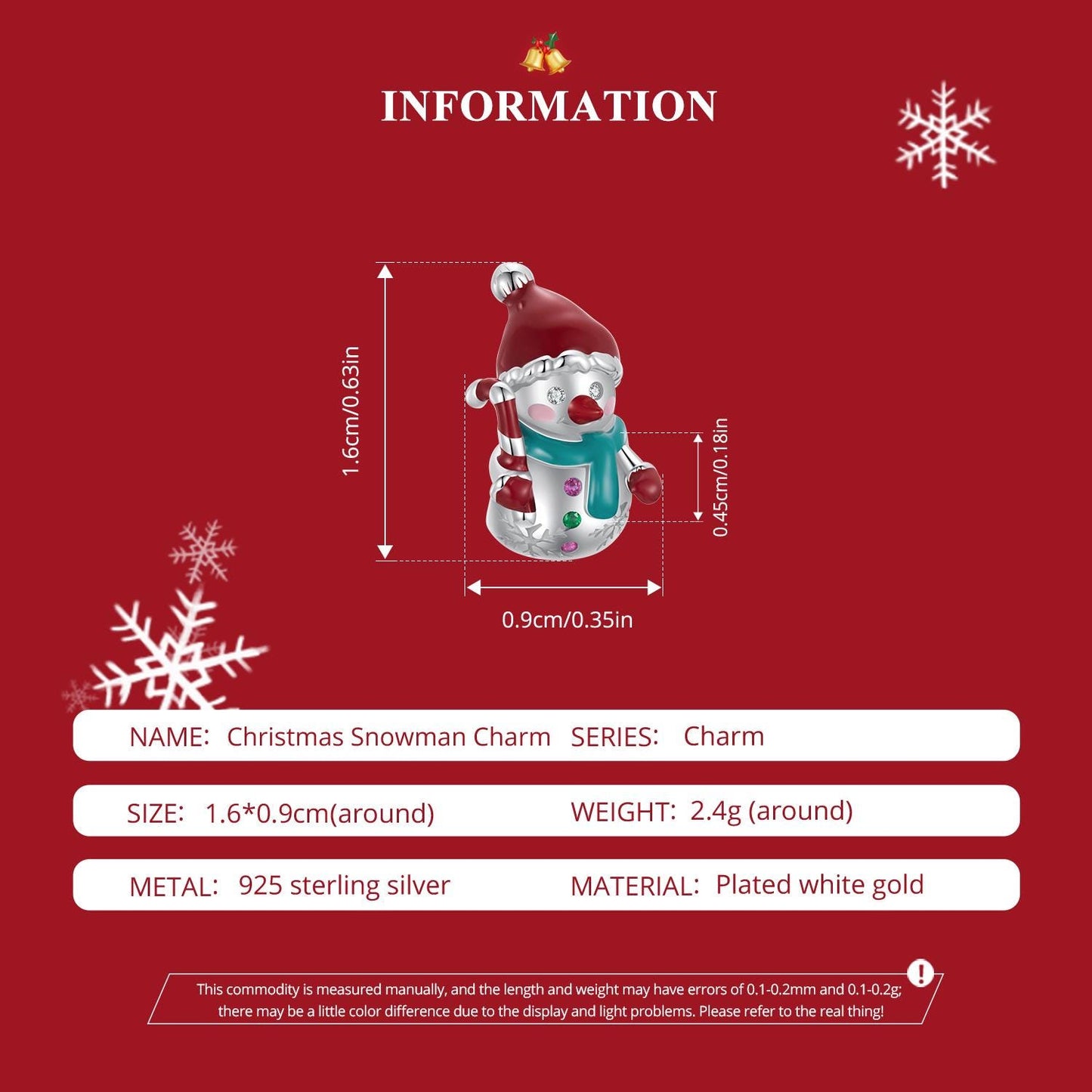 Christmas Snowman Charm