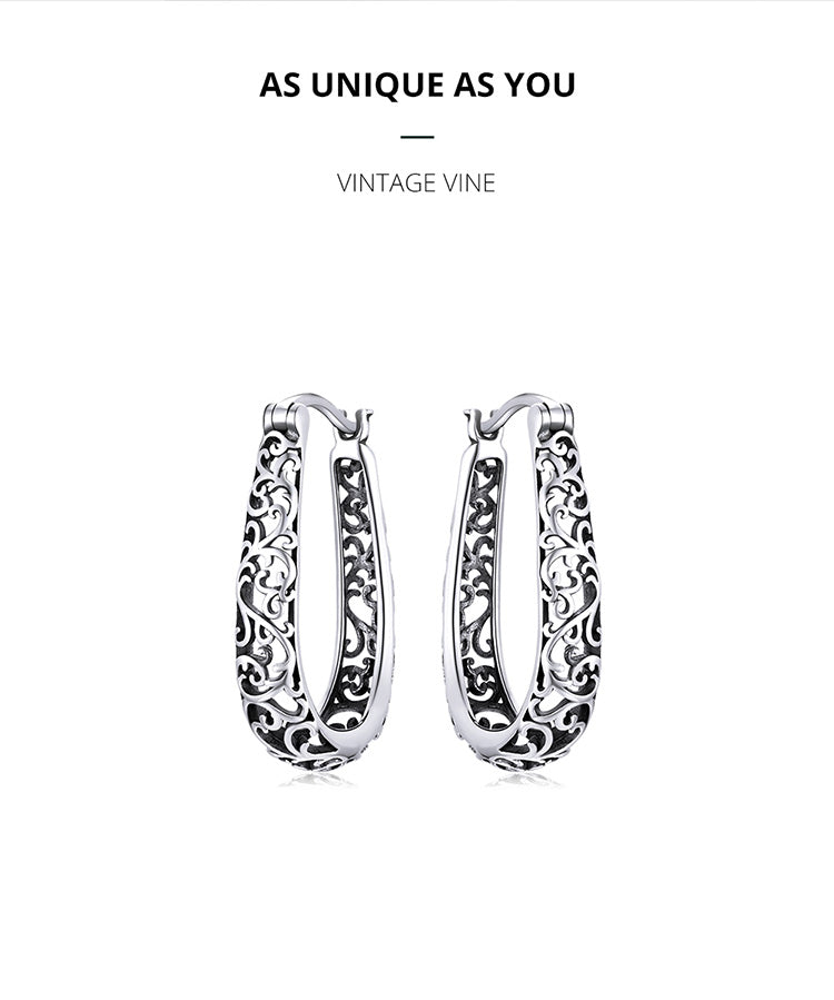 Vintage Vine Hoop Earrings