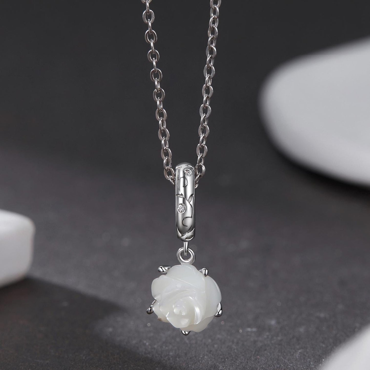 White Rose Pendant Charm