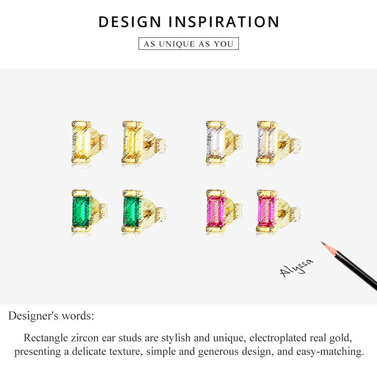 Sparkling Pink Square Stud Earrings