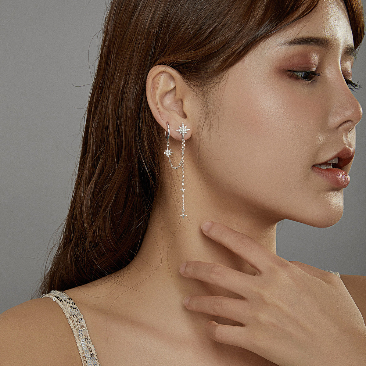 Gleaming Star Burst Hoop Earrings