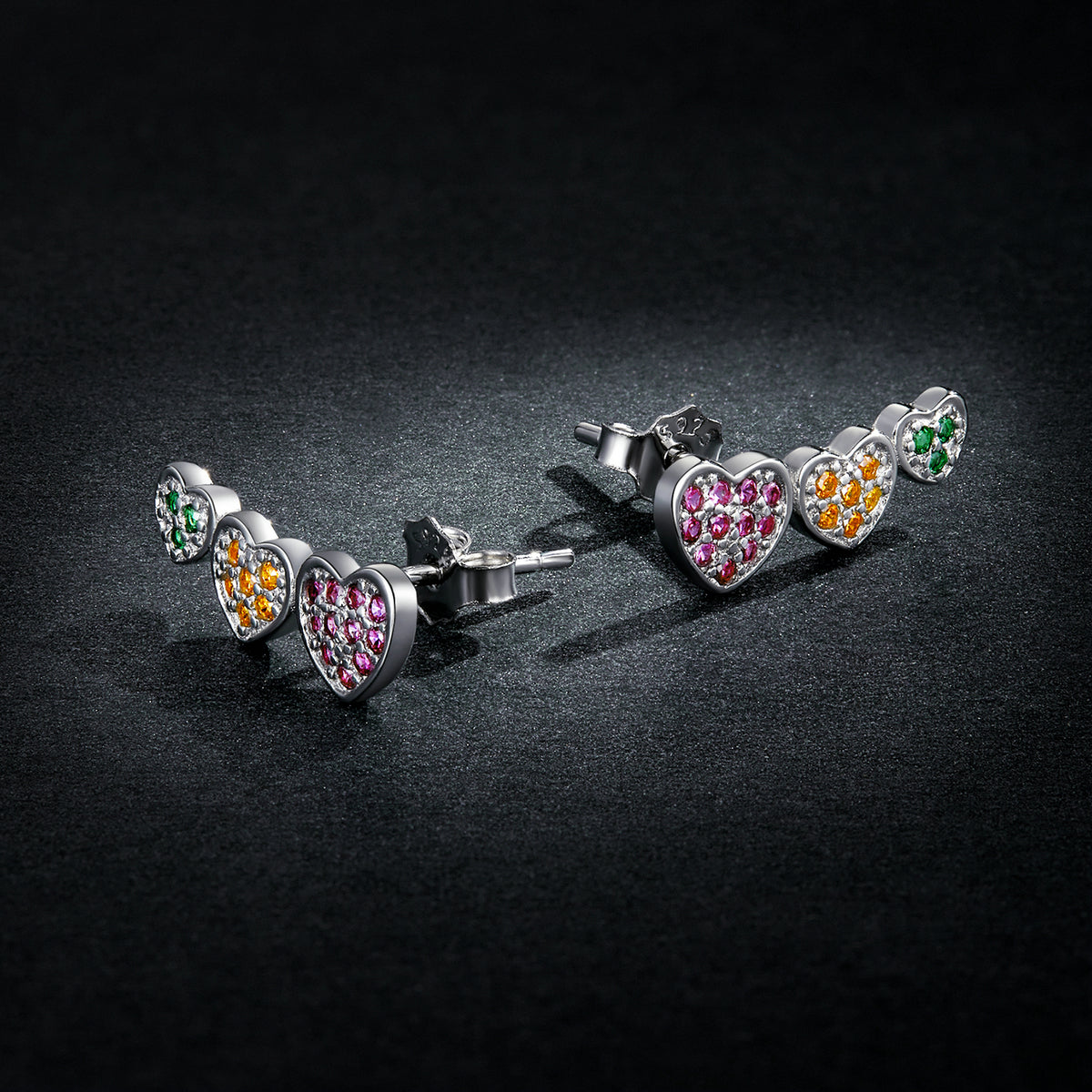 Multicolor Heart Stud Earrings