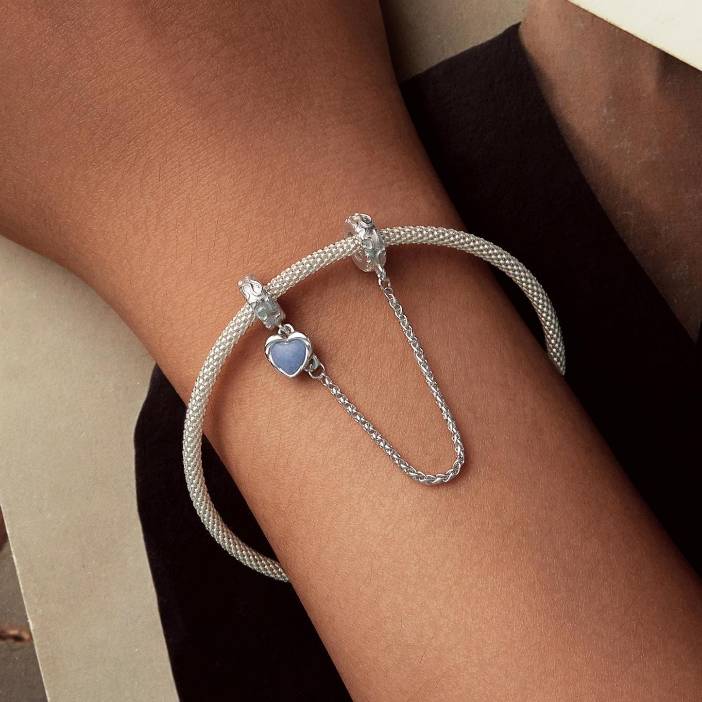 Denim Heart Safety Chain Charm