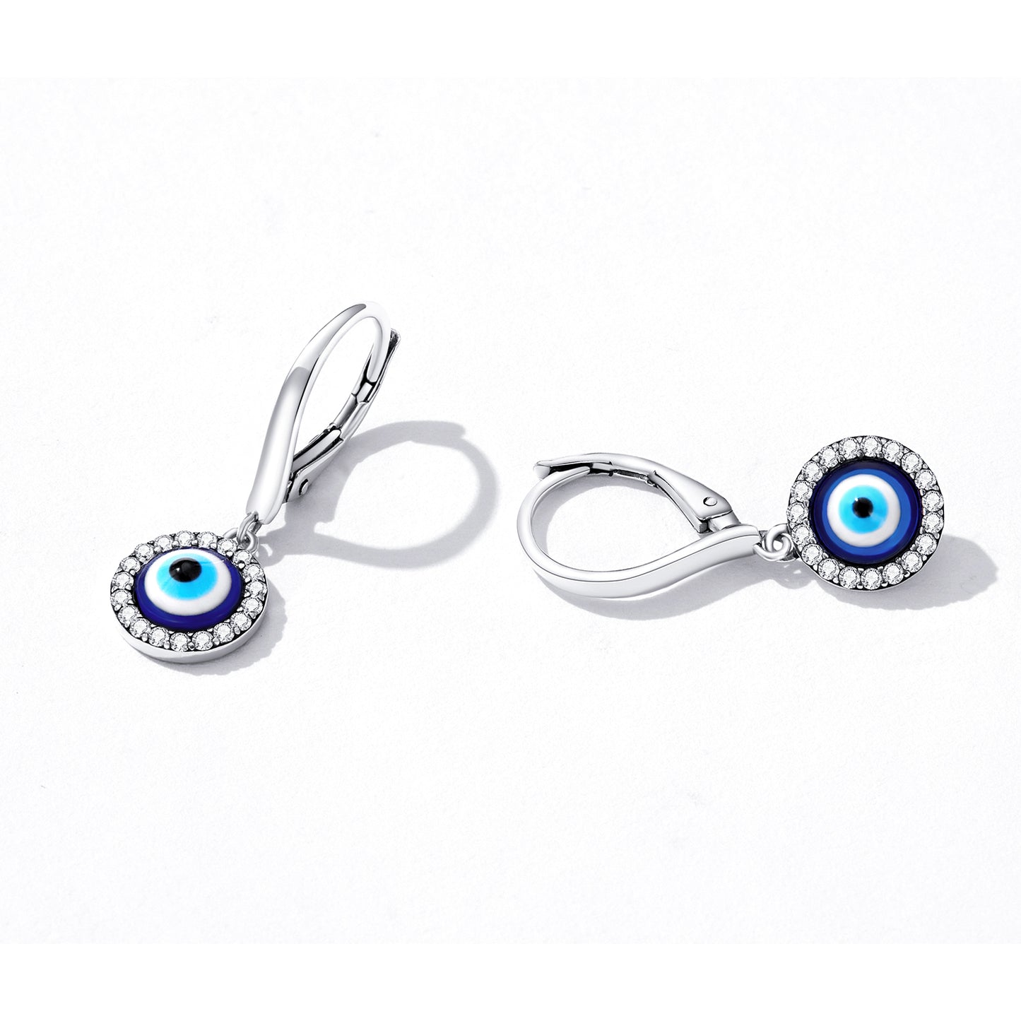Resin Evil Eye Spring Clip Earrings