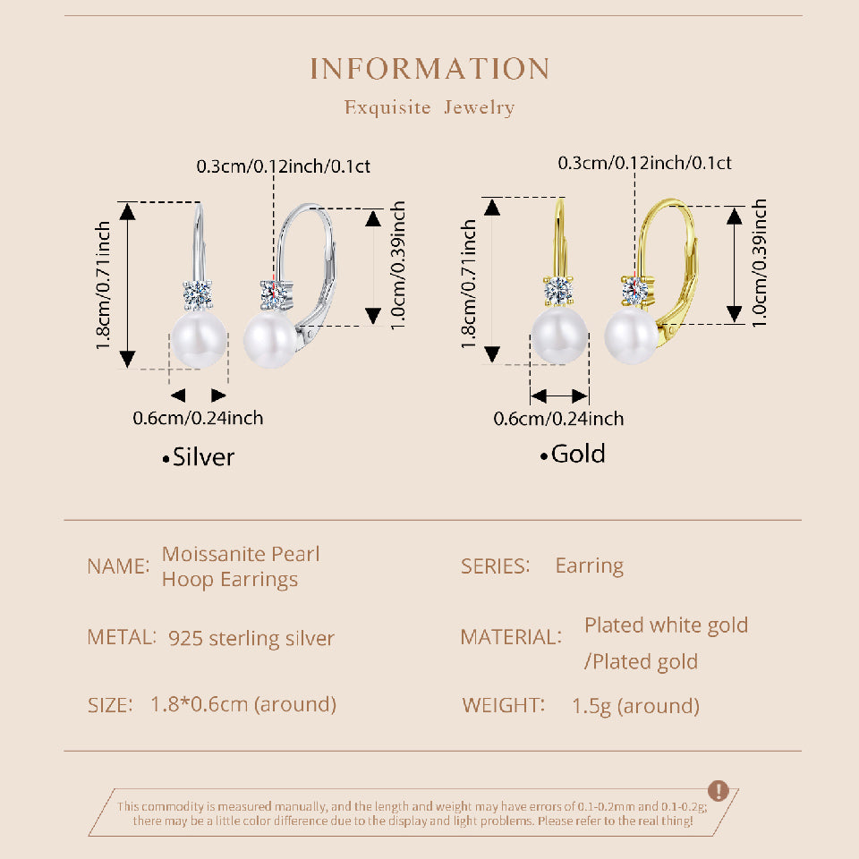 Pearl Accent Moissanite Spring Earrings