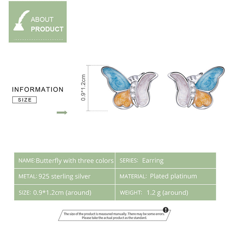 Tri-Color Butterfly Earrings