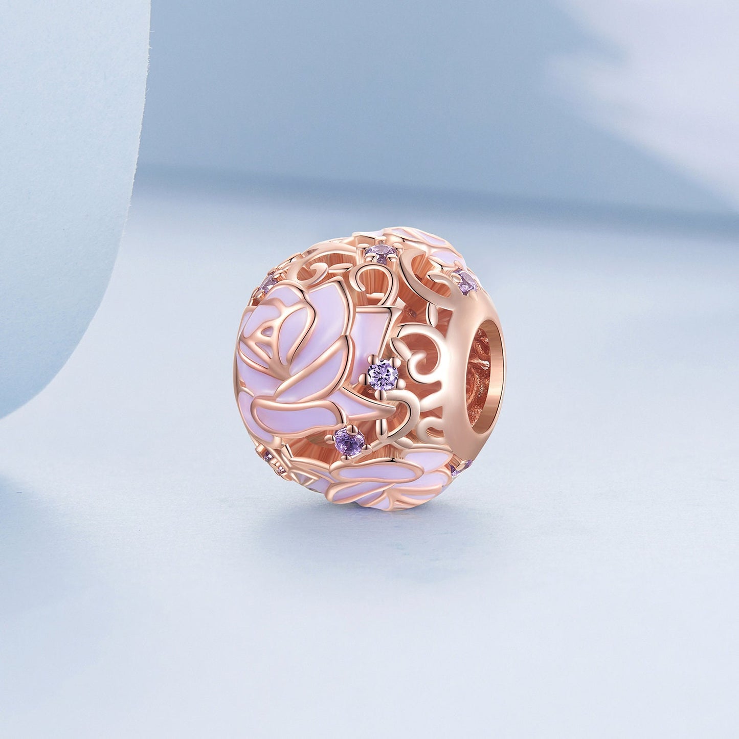 Purple Rose Hanging Bead Charm