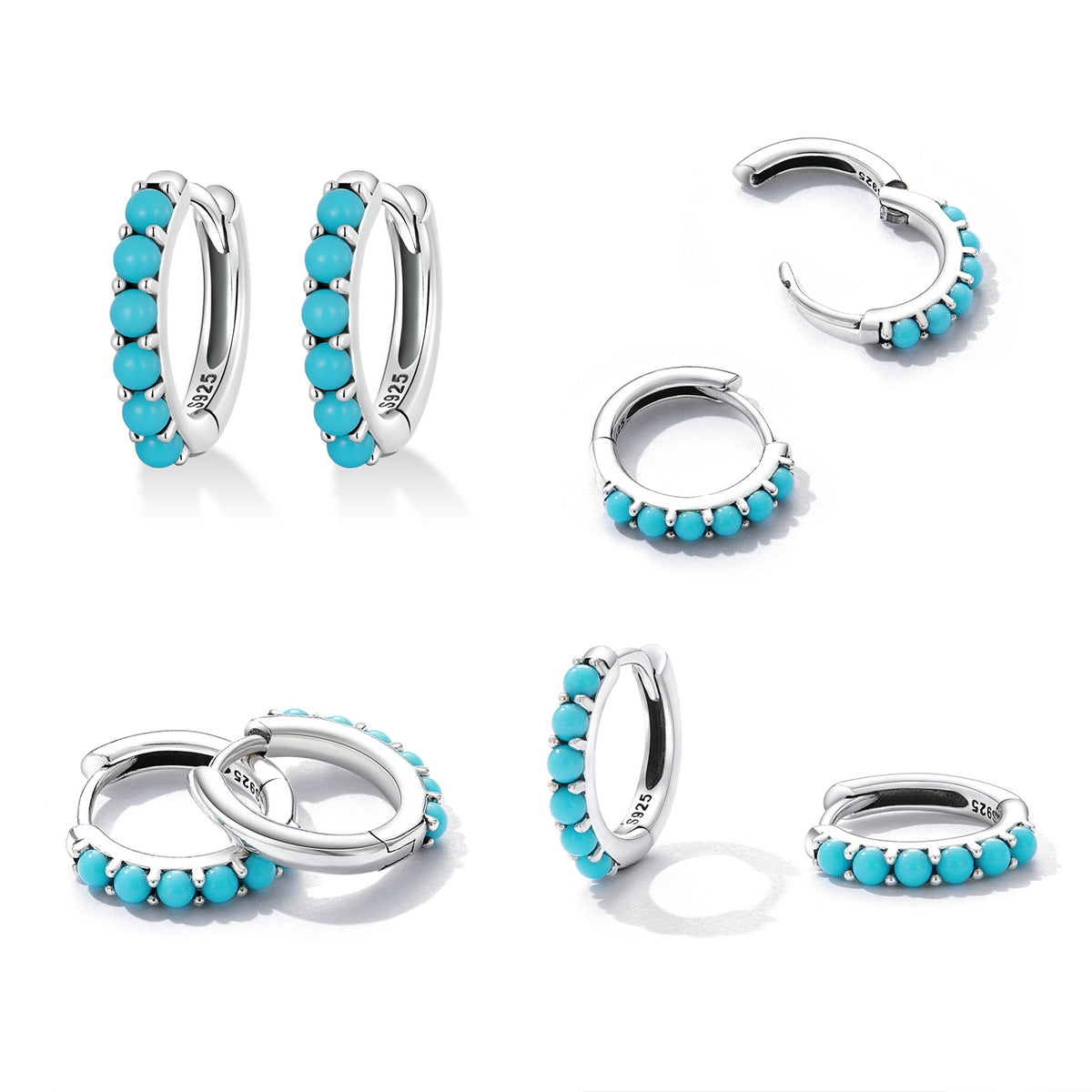 Minimalist Turquoise Clip Earrings