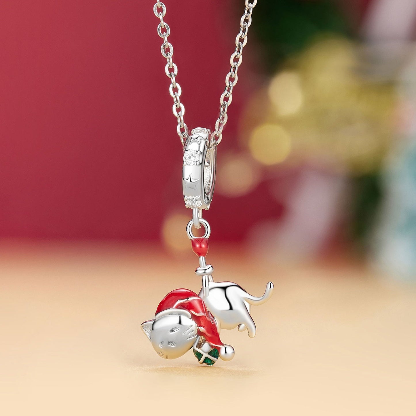 Christmas Cat Pendant Charm