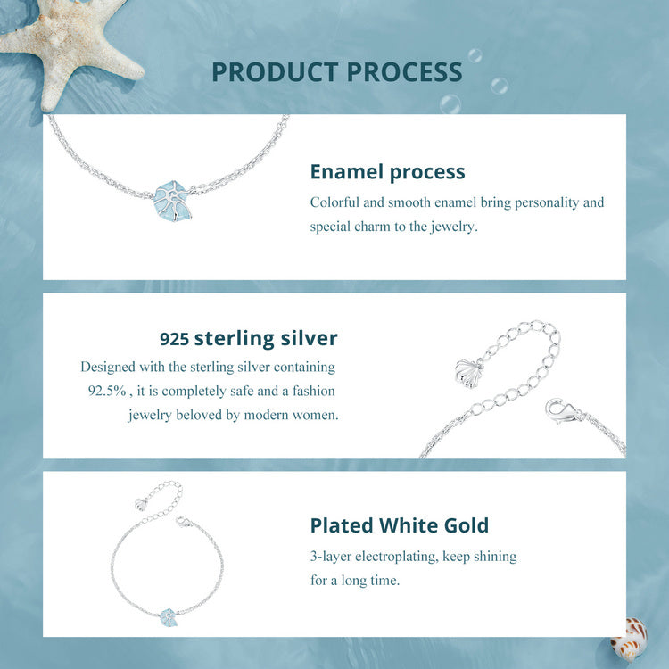 Ocean Blue Shell Charm Bracelet