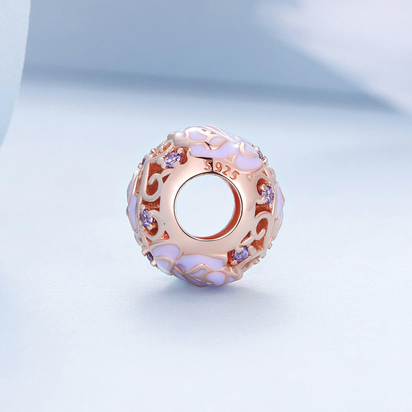 Purple Rose Hanging Bead Charm