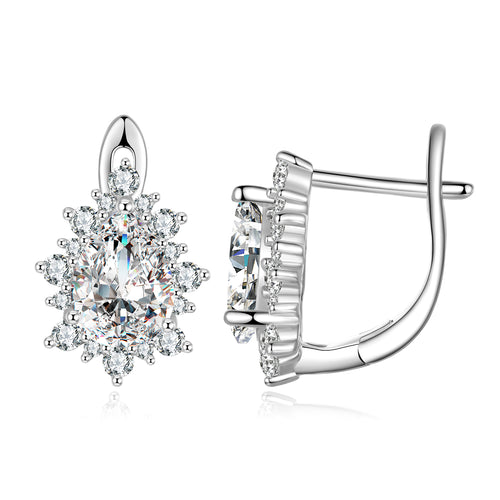 Teardrop Cubic Zirconia Clip Earrings