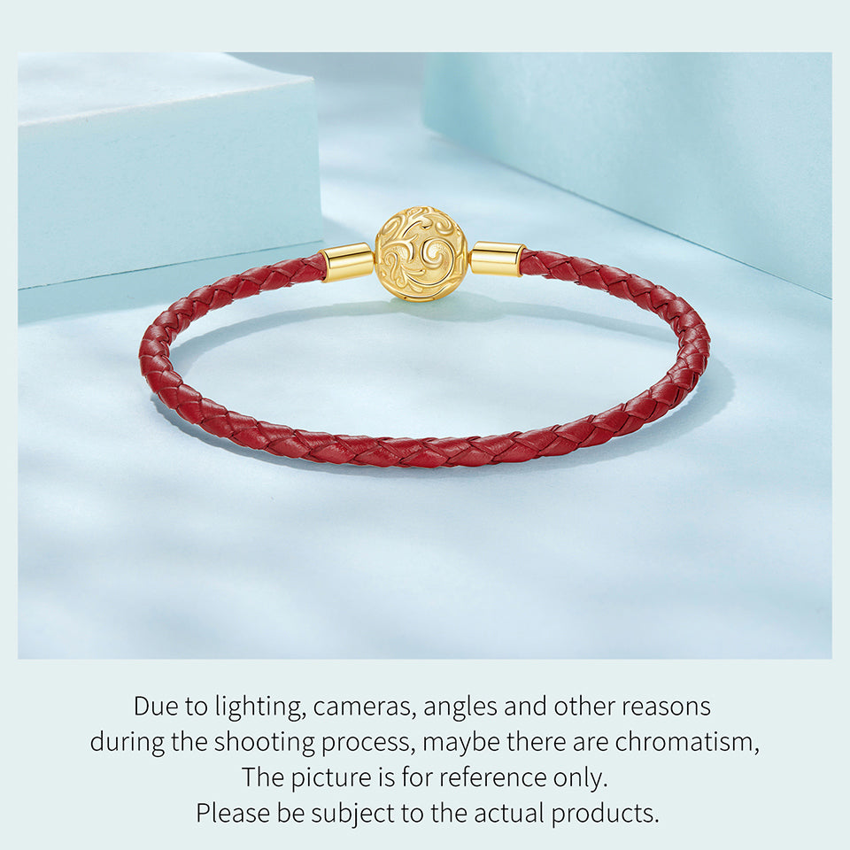 Golden Scroll Clasp Leather Bracelet