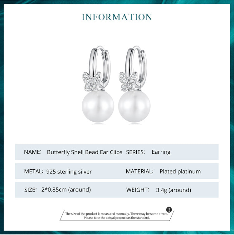 Butterfly Pearl Clip-On Earrings
