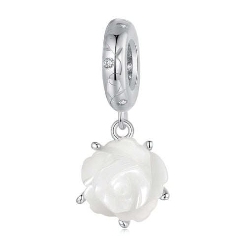 White Rose Pendant Charm