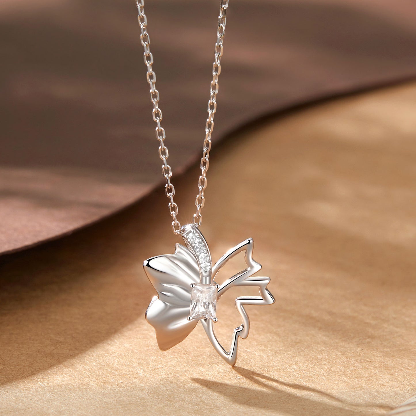 Autumn Leaf Butterfly Necklace