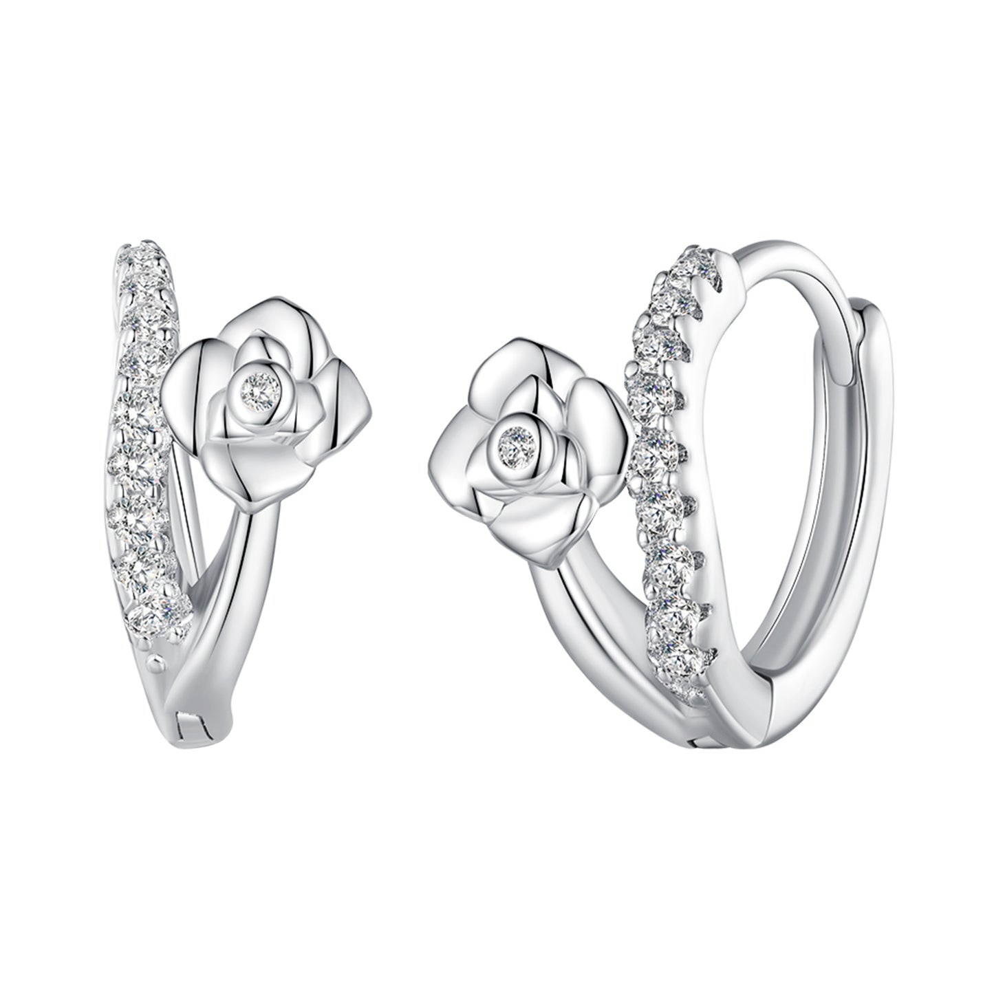 Floral Zircon Clip-On Earrings