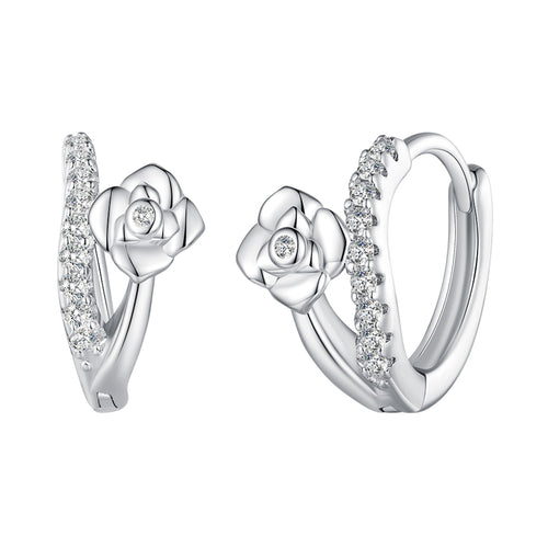 Floral Zircon Clip-On Earrings