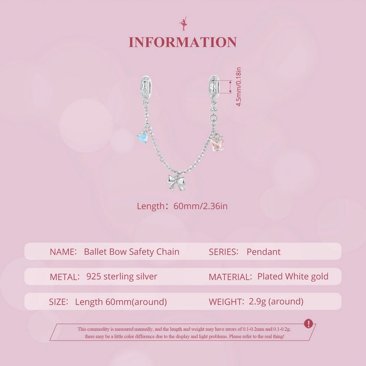 Ballet Bow Safety Chain Charm