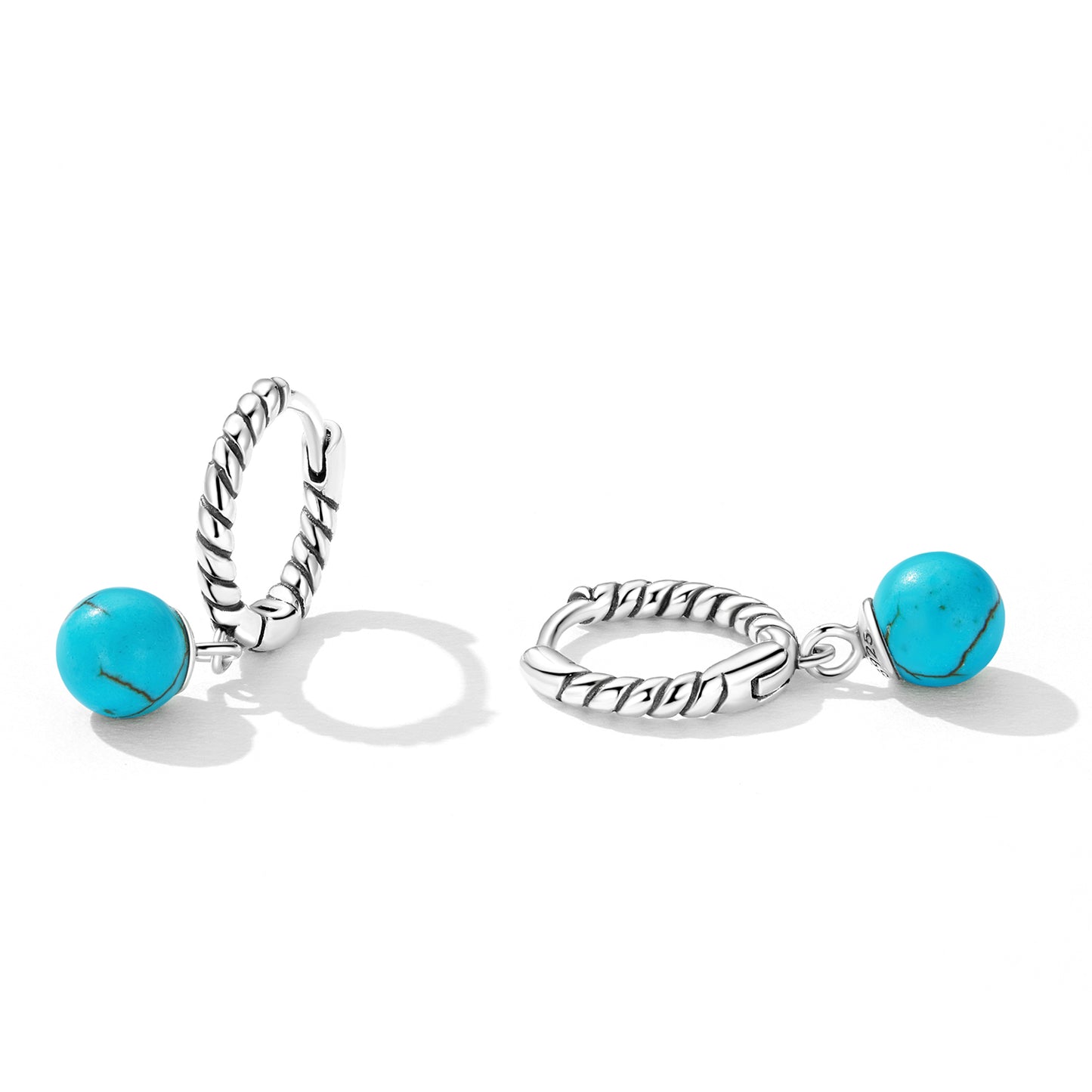 Round Turquoise Clip Earrings