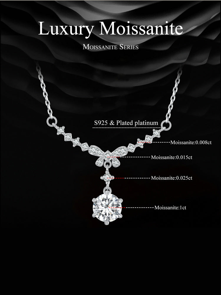 Bow Design Moissanite Necklace