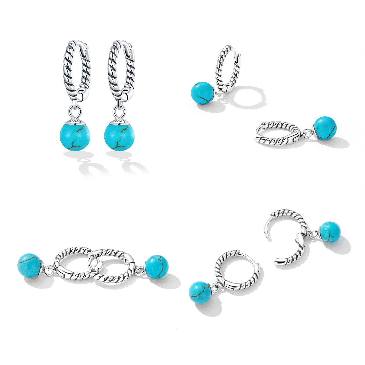 Round Turquoise Clip Earrings