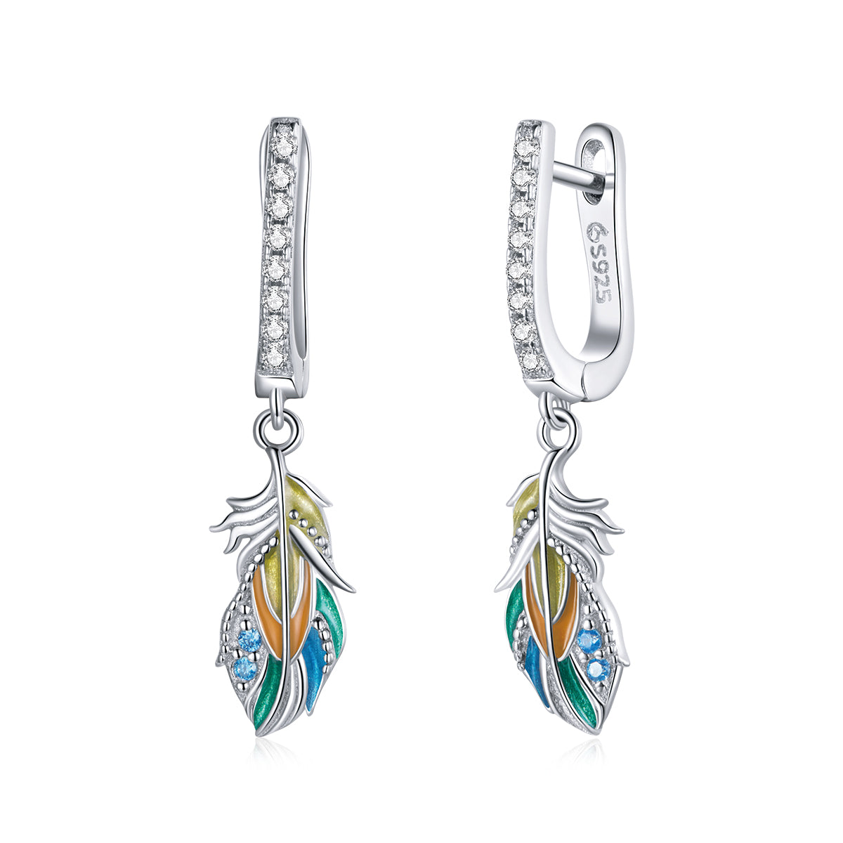Colorful Feather Clip-On Earrings