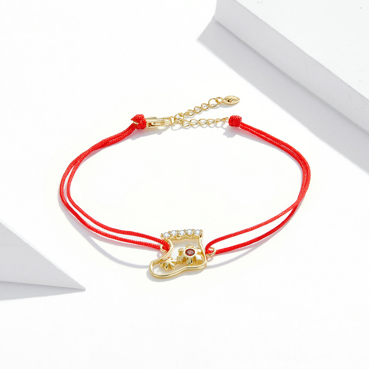 Festive Sock Red Woven Bracelet