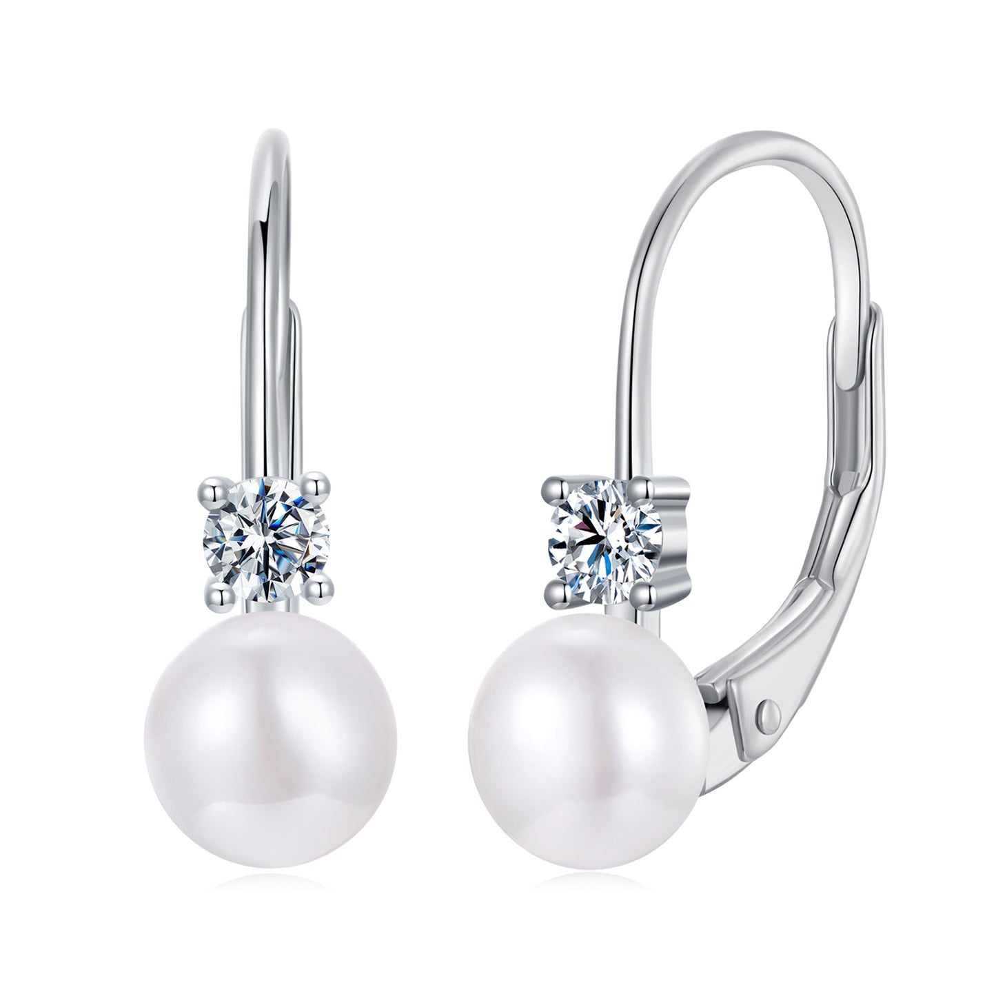 Pearl Accent Moissanite Spring Earrings