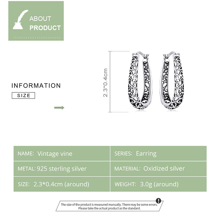 Vintage Vine Hoop Earrings