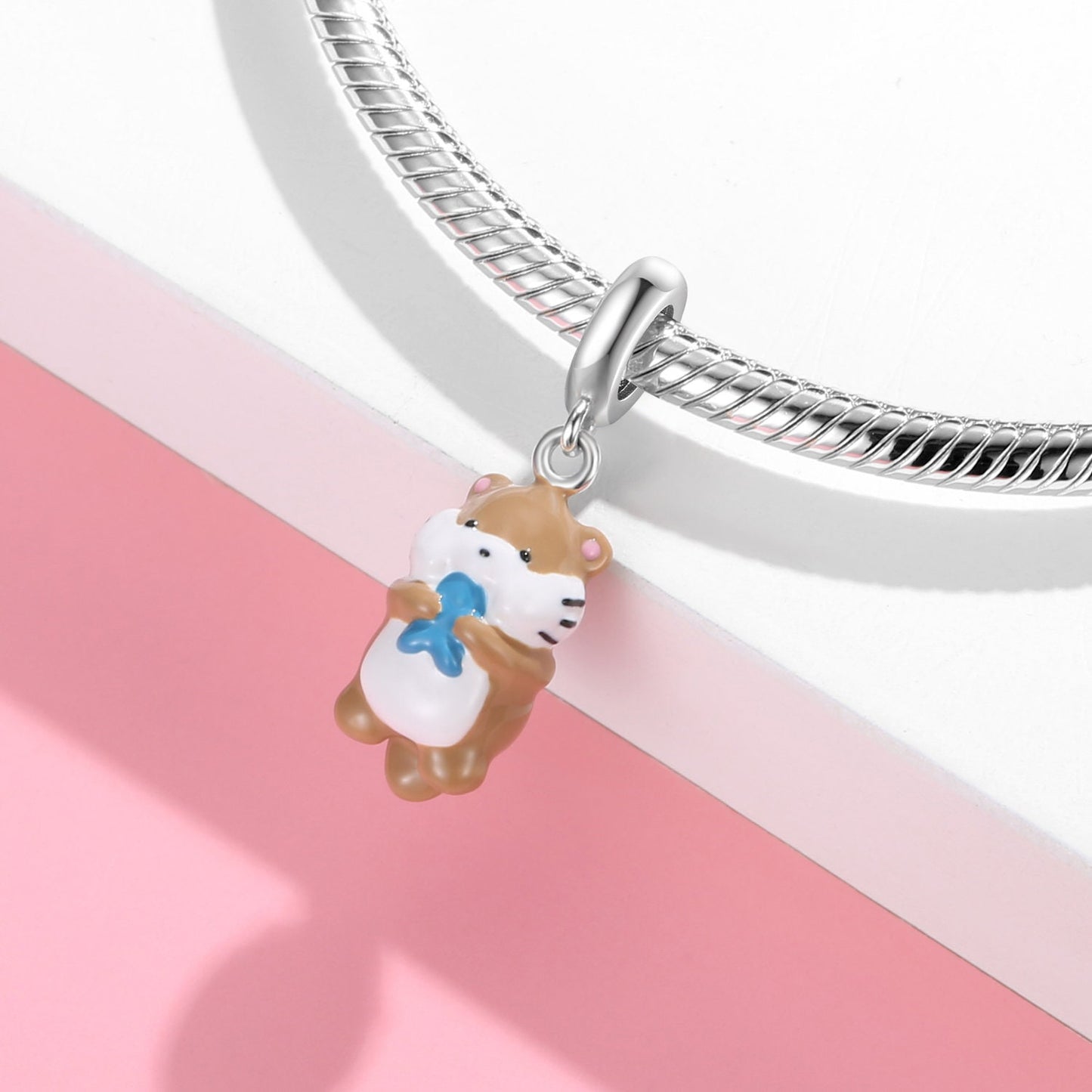 Otter Eating Fish Pendant Charm