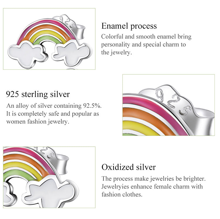 Rainbow Cloud Stud Earrings