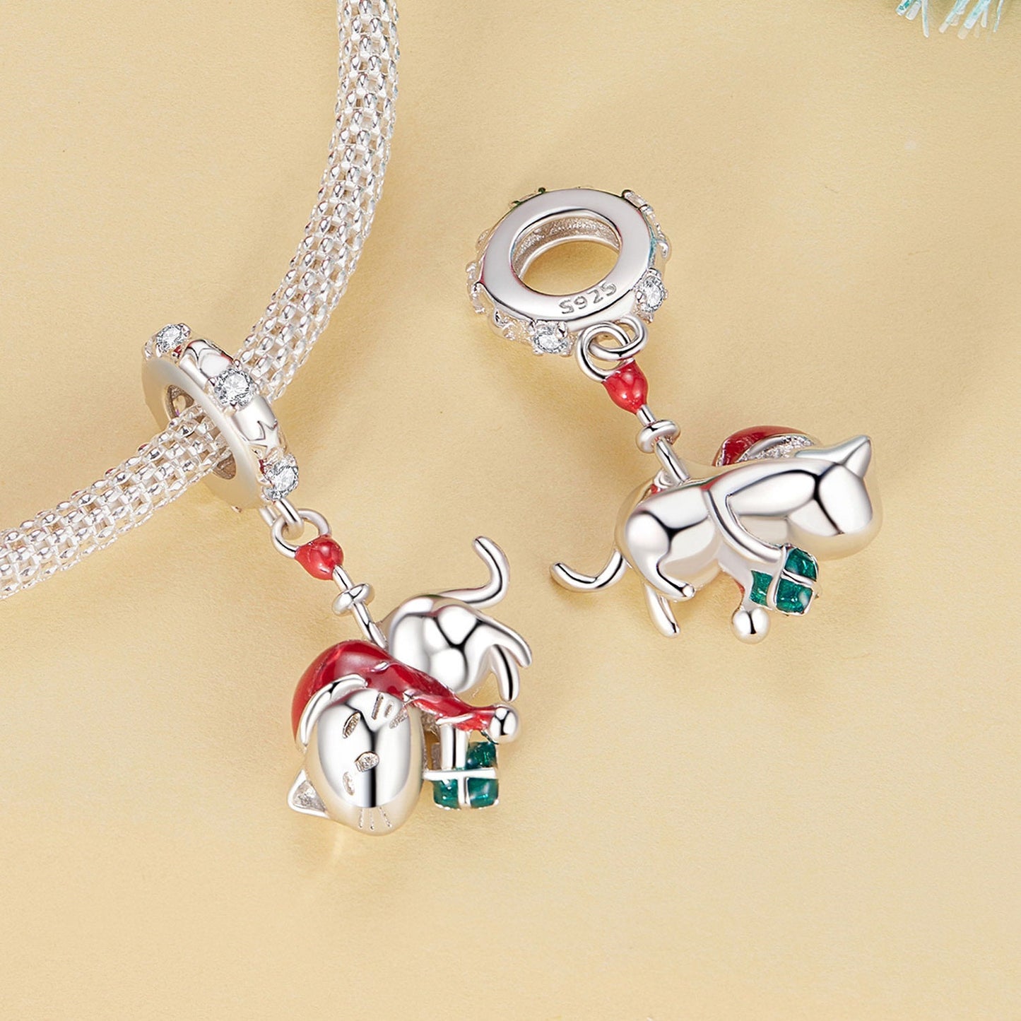Christmas Cat Pendant Charm