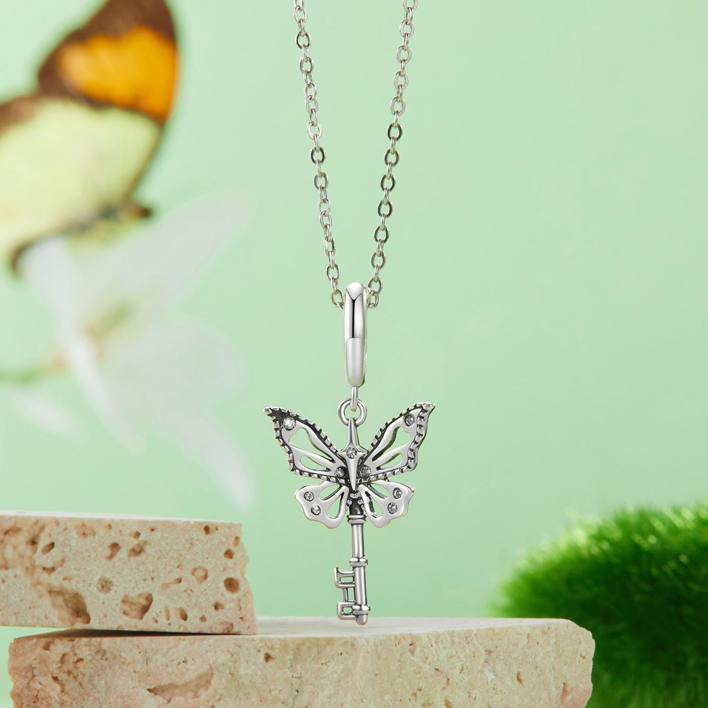 Butterfly Key Pendant Charm