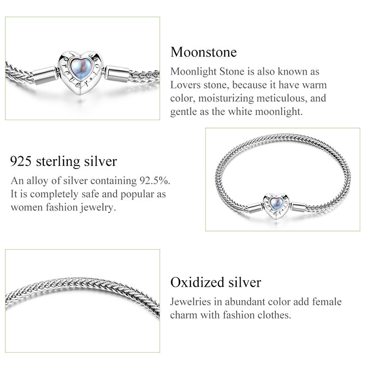 Heart-Shaped Moonstone Basic Bracelet
