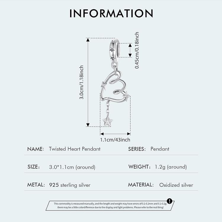 Twisted Heart Pendant Charm