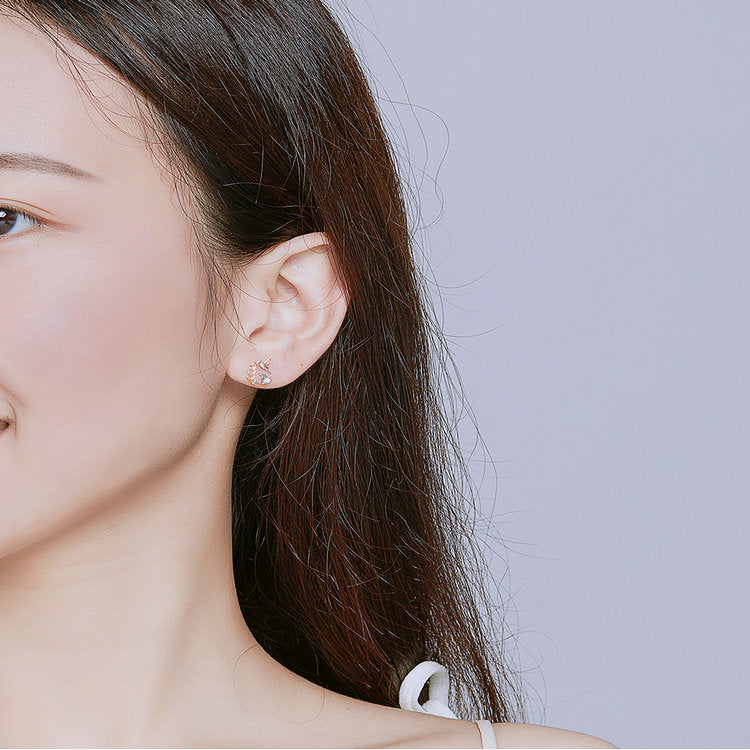 Compact Unicorn Stud Earrings