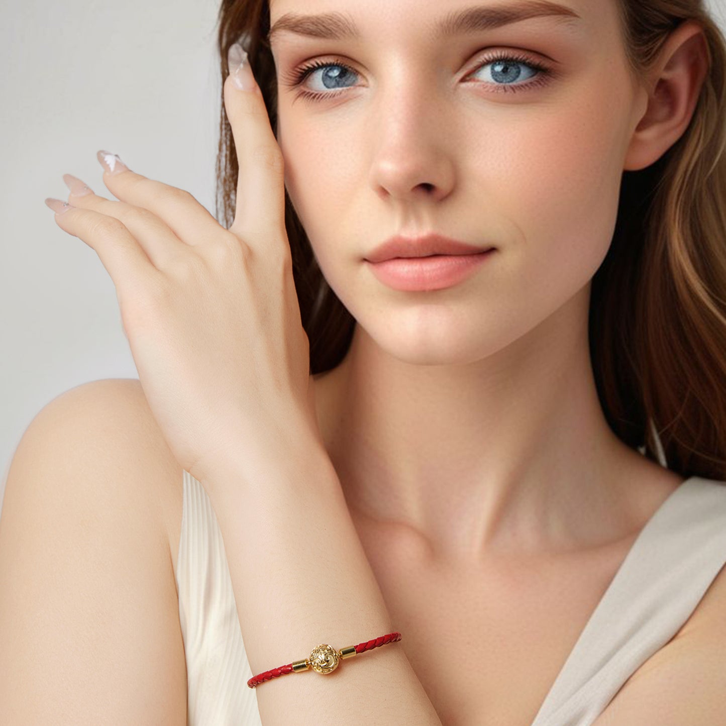 Golden Scroll Clasp Leather Bracelet